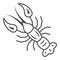 Boiled crayfish for beer festival thin line icon, Oktoberfest concept, well-done crayfish sign on white background