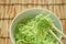 Boiled dry jade noodle with oil dressing fried garlic Chinese food on bowl