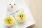 Boiled egg chickens with happy easter message