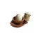 Boiled egg on a clay bowl with salt shaker. typical Guatemalan breakfast