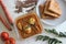 Boiled egg curry, a cashew tomato based gravy served along with whole wheat Indian flat bread made of grated carrots and powdered