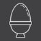 Boiled egg in eggcup line icon, food and drink