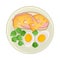 Boiled Egg and Sandwich Served on Plate with Brussels Sprout Vector Illustration