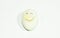 Boiled egg shell out with smiling face on white background