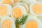 Boiled eggs with dill .