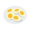 Boiled eggs in a plate on White background