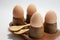 Boiled eggs in the wooden holder