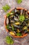 Boiled mussel with parsley