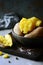 Boiled Potatoes in a peel in a bowl with spices, herbs, herbs. Lunch, the main side dish for dinner, with sour cream.