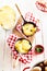 Boiled potatoes topped with melted raclette cheese