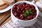 Boiled red kidney beans in bowl closeup horizontal top view