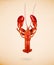 Boiled red lobster isolated on beige background