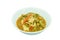 Boiled spicy mixed vegetable with chicken in curry soup on bowl