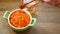 Boiled sweet pumpkin porridge with honey in a plate