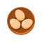 Boiled or uncooked eggs in shell at bowl top view vector illustration. Cooked protein organic food