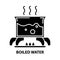 boiled water icon, black vector sign with editable strokes, concept illustration