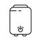 Boiler icon. Linear logo of electric device for heating water with switch and two outputs. Black simple illustration of home