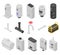 Boiler icons set, isometric style