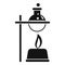 Boiling flask under fire icon, simple style