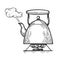 Boiling kettle teapot engraving style vector