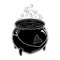 Boiling magic cauldron vector illustration. Hand drawn wiccan design, astrology, alchemy, magic symbol or halloween design