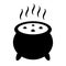 Boiling potion in cauldron vector icon