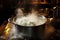 boiling water in a large pot with salt