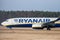 Boing 737 - 800 from Ryanair drives to runway at airport Nuernberg