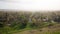 Boise Idaho neighborhood skyline in mist after rain in Spring. View from Camels Back Park