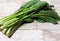 Bok choy on wooden floor, Bok choy or Chinese-cabbage on wooden board and wooden floor.Bok choy is the best leafy green vegetable