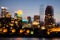 Bokeh abstract cityscape of the downtown Minneapolis Minnesota skyline