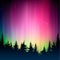 Bokeh colorful background and silhouette of forest