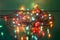 Bokeh garland glass green background