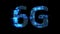 bokeh glitch electric light cybernetic blue text 6G, isolated - object 3D illustration