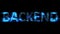 Bokeh glitch electrical light cybernetic blue text BACKEND, isolated - object 3D illustration