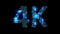 Bokeh glitch electrical light cybernetical blue text 4K, isolated - object 3D rendering