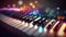 Bokeh Lights and Blurry Colors on Close-up Piano Keys