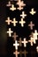 Bokeh lights shaped like crosses