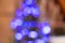 Bokeh magical blur background. Deep blue violet gradient. Shimmer confetti pattern.