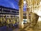 Bokeh nighttime view of the San Marco Plaza in Venice, Italy