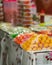 Bokeh or out of focus of the Indian assorted sweets or mithai for sale during Deepavali or Diwali festival