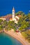 Bol beach and monastery aerial view