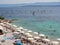 Bol, Croatia, July 25, 2021: Windsurfers surfing on the sea at Zlatni Rat beach. Symbol of the Adriatic Sea on the island of Brac