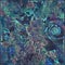 Bold abstract floral painted design in blue and green