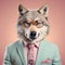 Bold And Adventurous Wolf In A Suit With Glasses