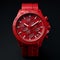 Bold And Angular Red Chronograph With Photorealistic Rendering