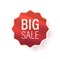 Bold Big Sale Label In Vibrant Red Color With Wavy Edge, Grabbing Attention With Irresistible Discounts