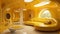 Bold and Bionic: Award-Winning Yellow and Mustard Interior with Shiny Walls and White Accents