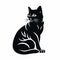 Bold Black Cat Silhouette: Stylized Realism Iconography Tattoo Design