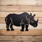 Bold Black Rhino Laser Cut Metal Name Sign With Industrial Style